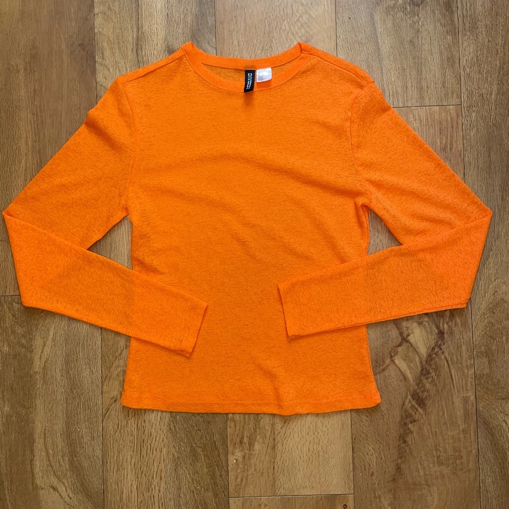 Orange long sleeve, see through, DIVIDED shirt